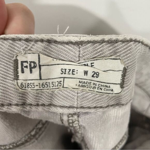 Free People Grey Wash Midi Jean Shorts - Picture 5 of 5